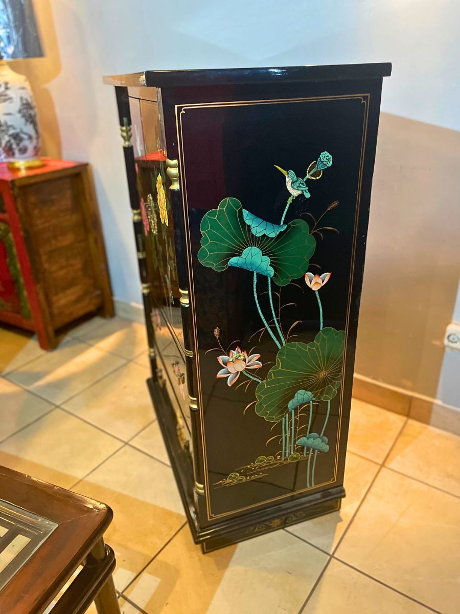 Chińska Komoda Orientalna Czarna Lakierowana - obrazek 4