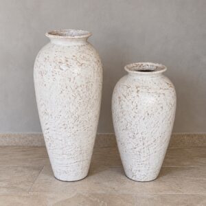 Białe wazony ceramiczne podłogowe 90 i 70 cm