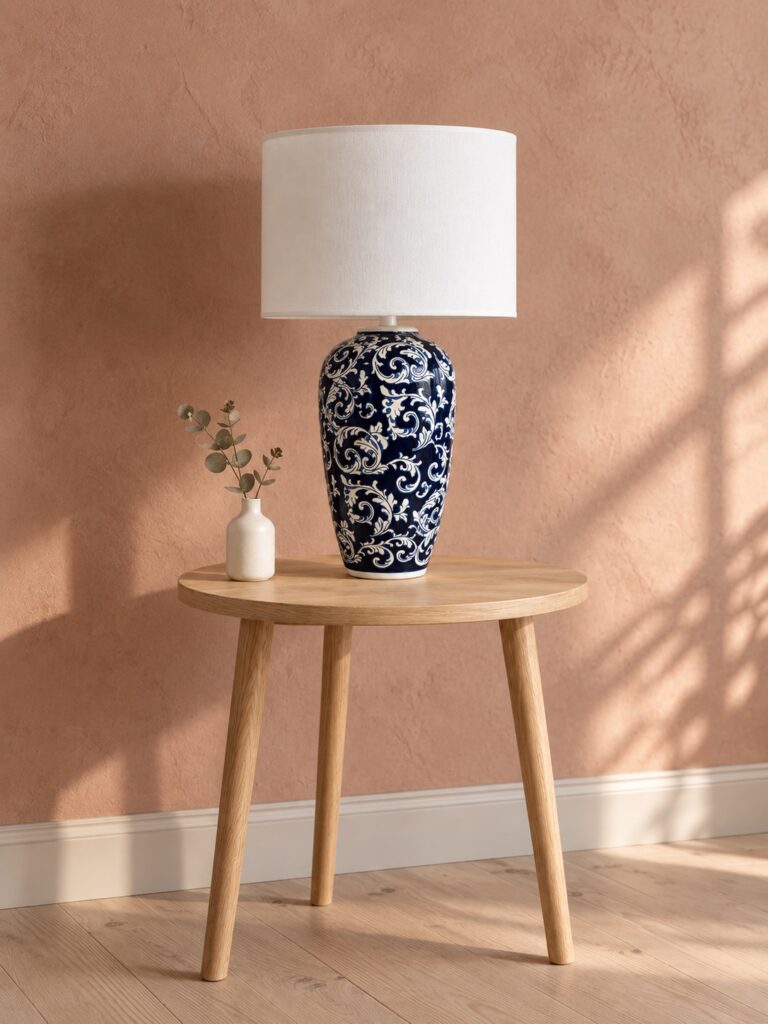 Lampa ceramiczna z ornamentem 62 cm